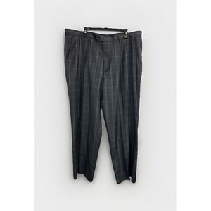 Lineage Straight Fit‎ Men's 42x31 Gray Plaid Dress Pants Trousers Flat Front